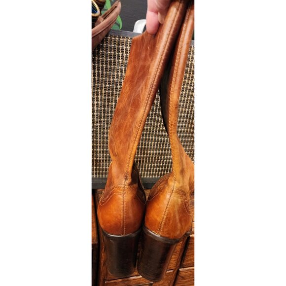 Vintage Steve Madden Brown Leather Heeled Mid-Calf Boots Size 8.5 B - Picture 8 of 14